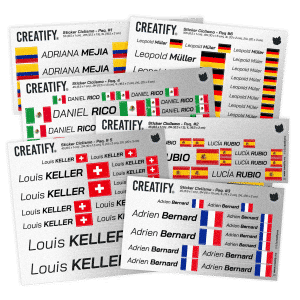Calcomanias personalizadas con nombre y bandera
