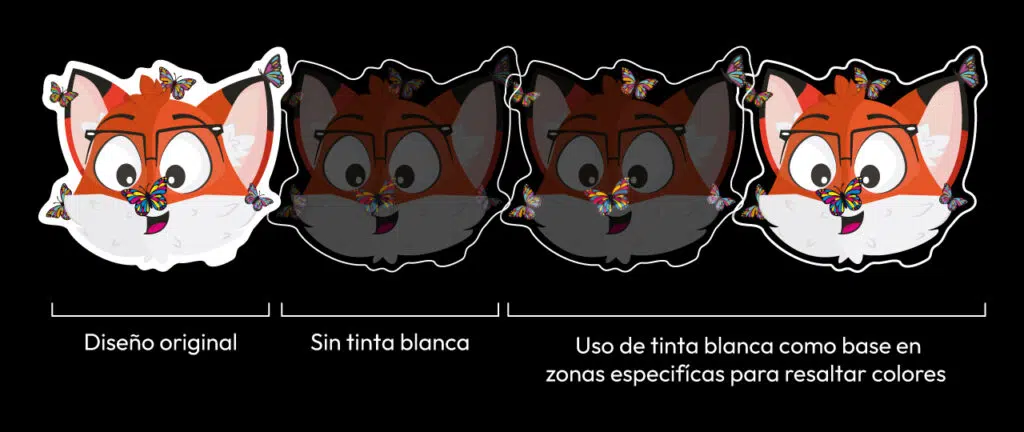 guia de uso de tinta blanca en stickers transparentes