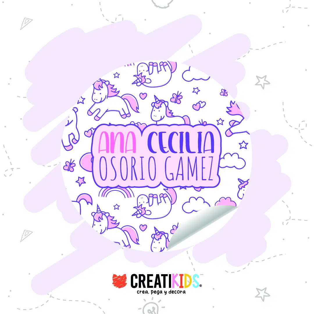 Etiquetas Personalizadas Doodle Unicornio