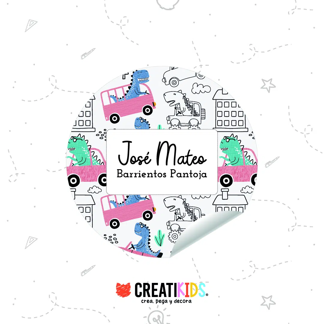 Etiquetas Personalizadas Carritos y Dinosaurios