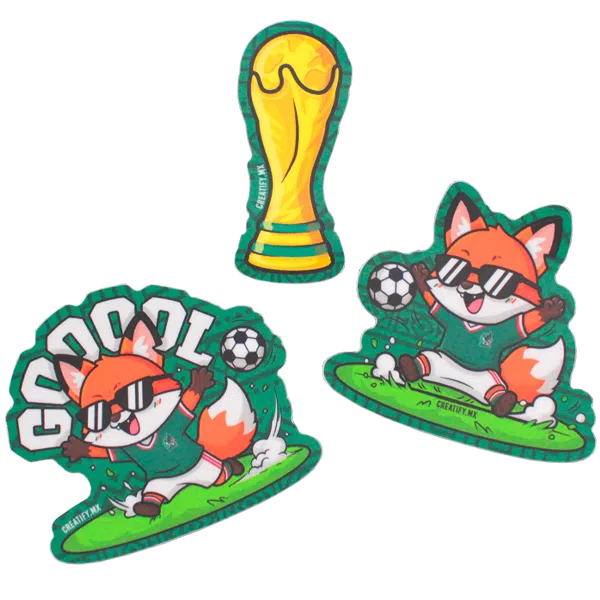 3x stickers troquelados kit fiebre mundial